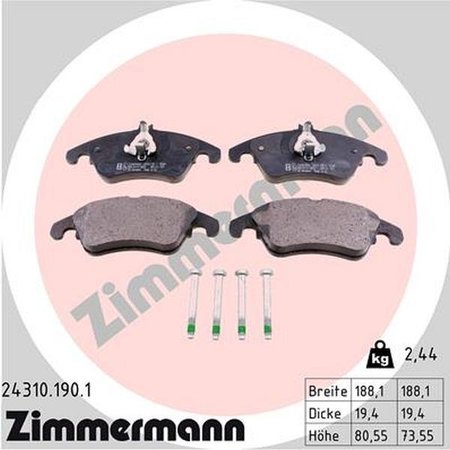 ZIMMERMANN Brake Pad Set, 24310.190.1 24310.190.1